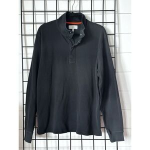 Jack Spade Pullover Half-Button Sweater Sweatshirt Mens XL‎ Black Cottagecore